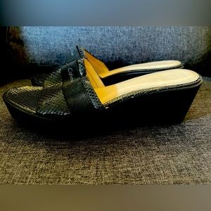 Calvin Klein Irene Black Snake Print Wedges